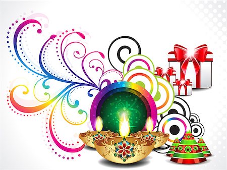 colorful diwali background vector illustration Stock Photo - Budget Royalty-Free & Subscription, Code: 400-07105095