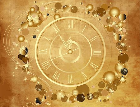 simsearch:400-04979664,k - Gold Happy New Year  background  with clock Stock Photo - Budget Royalty-Free & Subscription, Code: 400-07105124