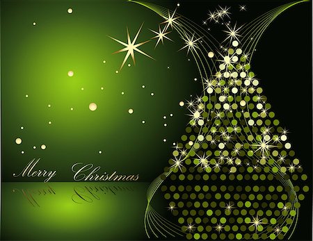 Christmas tree green and gold Stockbilder - Microstock & Abonnement, Bildnummer: 400-07105125