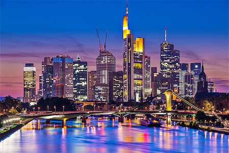 Skyline of Frankfurt, Germany, the financial center of the country. Stock Photo - Budget Royalty-Free & Subscription, Code: 400-07105206