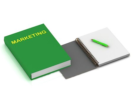 simsearch:400-05206224,k - Notebook with a pen and a book on marketing on a white background Stockbilder - Microstock & Abonnement, Bildnummer: 400-07105419