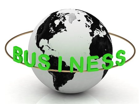 simsearch:400-06795928,k - Business inscription in green letters and gold ring around the earth Stockbilder - Microstock & Abonnement, Bildnummer: 400-07105427