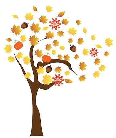 vector tree with fall elements Foto de stock - Super Valor sin royalties y Suscripción, Código: 400-07105469