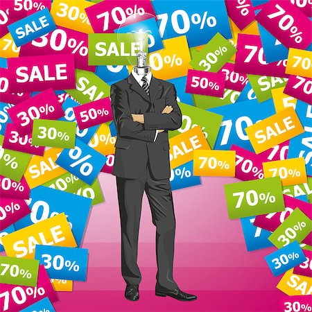 Sale concept. Vector business man in suit with folded hands. All layers well organized and easy to edit Stock Photo - Budget Royalty-Free & Subscription, Code: 400-07105475