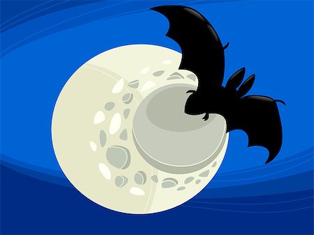 simsearch:400-04267920,k - Cartoon Illustration of Spooky Halloween Vampire Bat in the Moonlight Foto de stock - Super Valor sin royalties y Suscripción, Código: 400-07105566