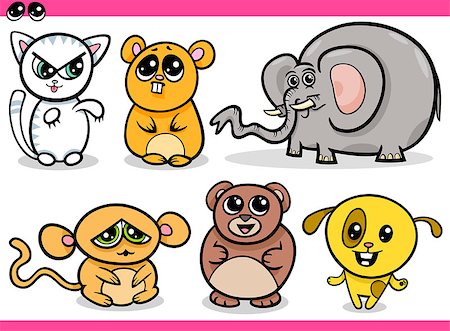 simsearch:400-09120717,k - Cartooon Illustration of Cute Kawaii Style Animals Set Photographie de stock - Aubaine LD & Abonnement, Code: 400-07105585