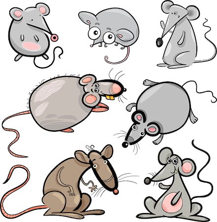 simsearch:400-09117318,k - Cartoon Illustration of Cute Mice and Rats Rodents Set Stock Photo - Budget Royalty-Free & Subscription, Code: 400-07105588