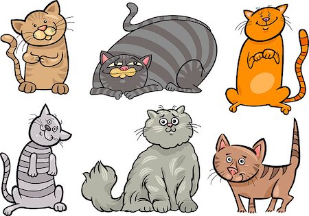 simsearch:400-09093373,k - Cartoon Illustration of Funny Cats or Kittens Pet Set Photographie de stock - Aubaine LD & Abonnement, Code: 400-07105581