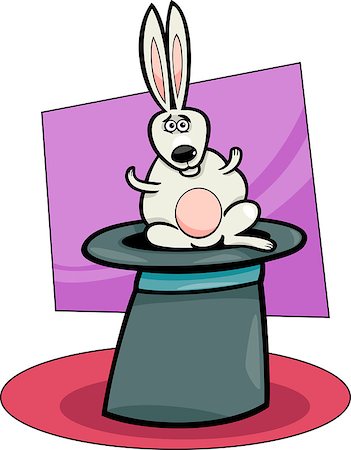 simsearch:400-04322840,k - Cartoon Illustration of Funny Cute Bunny or Rabbit in the Magic Hat Foto de stock - Super Valor sin royalties y Suscripción, Código: 400-07105597