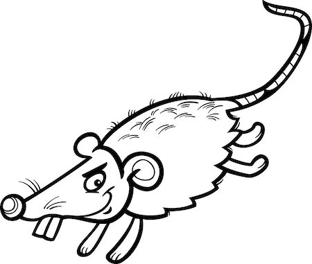 simsearch:400-06208186,k - Black and White Cartoon Illustration of Funny Running Mouse or Rat Rodent for Coloring Book Photographie de stock - Aubaine LD & Abonnement, Code: 400-07105600