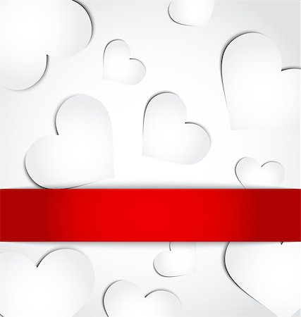 simsearch:400-05897211,k - Illustration Valentine's day invitation with paper hearts - vector Photographie de stock - Aubaine LD & Abonnement, Code: 400-07105804