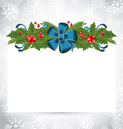 simsearch:400-08113383,k - Illustration Christmas elegant card with holiday decoration - vector Stock Photo - Budget Royalty-Free & Subscription, Code: 400-07105824