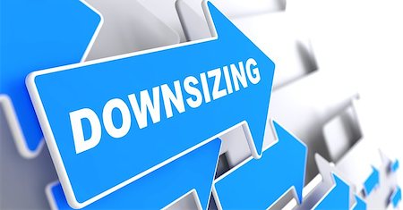 simsearch:400-07819447,k - Downsizing - Business Background. Blue Arrow with "Downsizing" Slogan on a Grey Background. 3D Render. Stock Photo - Budget Royalty-Free & Subscription, Code: 400-07106055