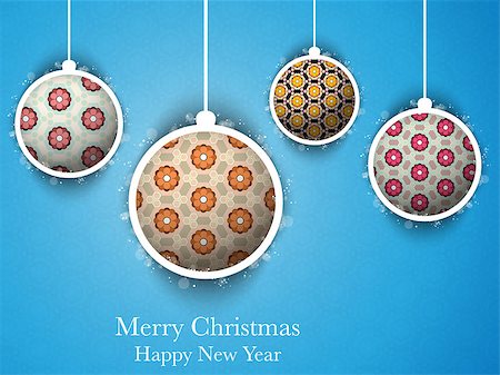 simsearch:400-04903283,k - Vector - Merry Christmas Flower Balls with Retro Background Stock Photo - Budget Royalty-Free & Subscription, Code: 400-07106167