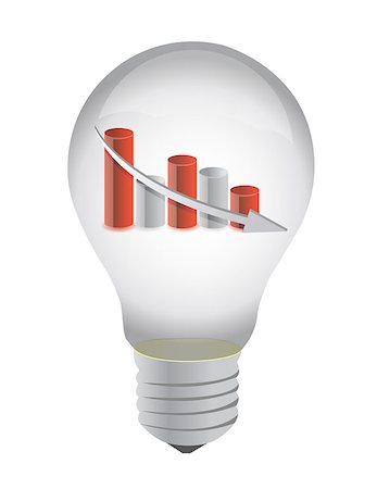 simsearch:400-04303624,k - Bulb and falling business graph inside illustration design on white Stockbilder - Microstock & Abonnement, Bildnummer: 400-07106187