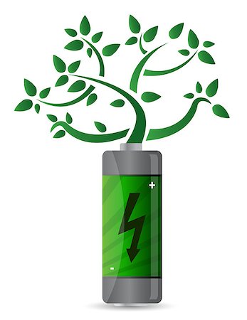 recharging batteries symbol - tree growing from the battery illustration design Photographie de stock - Aubaine LD & Abonnement, Code: 400-07106205