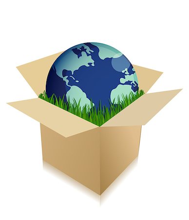 simsearch:400-05730843,k - Globe in a shipping box with grass Stock Photo - Budget Royalty-Free & Subscription, Code: 400-07106302