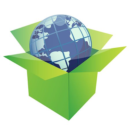 globe illustration design inside a green box isolated over a white background Stock Photo - Budget Royalty-Free & Subscription, Code: 400-07106303