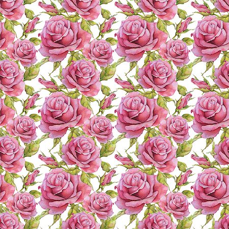 simsearch:400-04667113,k - seamless pattern with watercolor roses Stock Photo - Budget Royalty-Free & Subscription, Code: 400-07106361