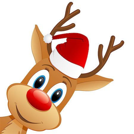 Reindeer with Santa hat Stock Photo - Budget Royalty-Free & Subscription, Code: 400-07106498