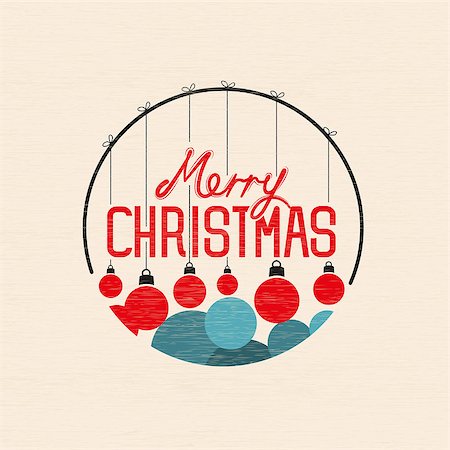 Merry Christmas Baubles, Vector illustration Fotografie stock - Microstock e Abbonamento, Codice: 400-07106728