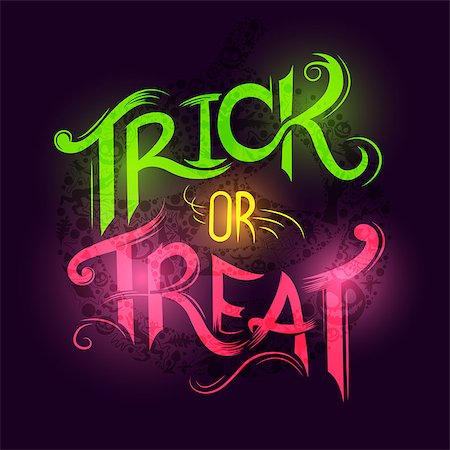 Trick or Treat Halloween poster design with hand drawn elements. Stock Photo - Budget Royalty-Free & Subscription, Code: 400-07106721