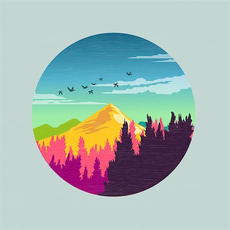 quite - Colourful Countryside Vector - Vector illustration. Stock Photo - Budget Royalty-Free & Subscription, Code: 400-07106740