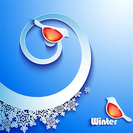 Winter abstract paper background with birds Stock Photo - Budget Royalty-Free & Subscription, Code: 400-07106917