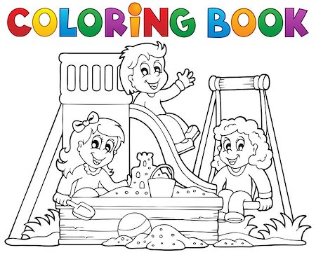 sandbox - Coloring book playground theme 1 - eps10 vector illustration. Stock Photo - Budget Royalty-Free & Subscription, Code: 400-07107187