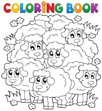 Coloring book sheep theme 2 - eps10 vector illustration. Stock Photo - Budget Royalty-Free & Subscription, Code: 400-07107189