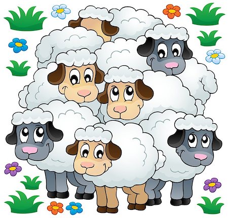 simsearch:400-05684520,k - Sheep theme image 3 - eps10 vector illustration. Stock Photo - Budget Royalty-Free & Subscription, Code: 400-07107224