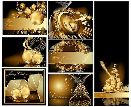 Gold Merry Christmas background collections Stockbilder - Microstock & Abonnement, Bildnummer: 400-07107245