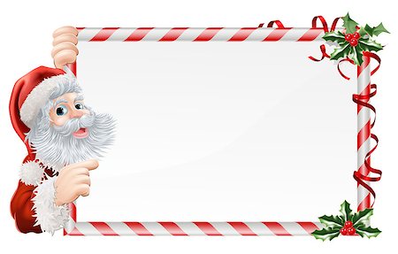 red christmas invitation - Christmas Santa Claus Sign illustration with Santa peeping round a sign decorated with Christmas Holly sprigs Stock Photo - Budget Royalty-Free & Subscription, Code: 400-07107297
