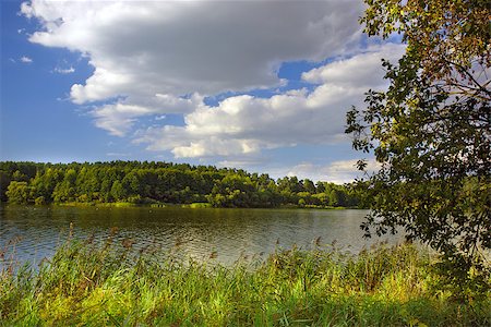 simsearch:400-07107314,k - Summer landscape with a river and green grass Fotografie stock - Microstock e Abbonamento, Codice: 400-07107310