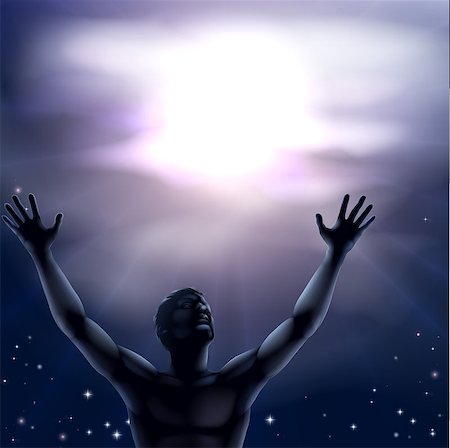 simsearch:400-07056521,k - Illustration of a man with a hands and arms raised up to the sky perhaps in praise Foto de stock - Royalty-Free Super Valor e Assinatura, Número: 400-07107461