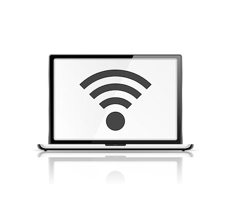 simsearch:400-07570955,k - Wi-Fi icon on the screen of laptop, vector eps10 illustration Stock Photo - Budget Royalty-Free & Subscription, Code: 400-07107576