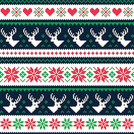 simsearch:400-07107883,k - Christmas red, green and navy vector background - nordid kntting style Foto de stock - Super Valor sin royalties y Suscripción, Código: 400-07107655