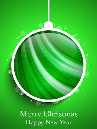 simsearch:400-04267884,k - Vector - Merry Christmas Happy New Year Ball on Green Background Photographie de stock - Aubaine LD & Abonnement, Code: 400-07107671