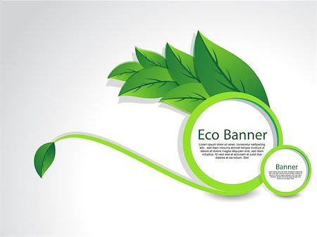 Eco Banner With Leaf vector illustration Stock Photo - Budget Royalty-Free & Subscription, Code: 400-07107712