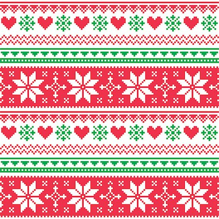 simsearch:400-05329259,k - Winter vector background - scandynavian pattern with hearts and snowflakes Foto de stock - Royalty-Free Super Valor e Assinatura, Número: 400-07107883