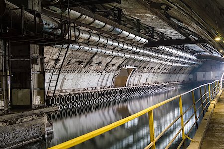 simsearch:400-06922670,k - Out of Underground Tunnel with Water for passage and repair submarines. Stock Photo - Budget Royalty-Free & Subscription, Code: 400-07107948