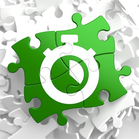simsearch:400-07108048,k - Stopwatch Icon on Green Puzzle. Time Concept. Foto de stock - Super Valor sin royalties y Suscripción, Código: 400-07107940
