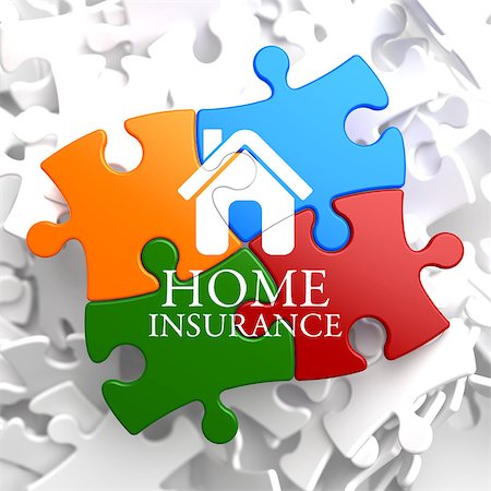 simsearch:400-07291694,k - Home Insurance Inscription with Home Icon on Multicolor Puzzle. Business Concept. Stock Photo - Budget Royalty-Free & Subscription, Code: 400-07108053