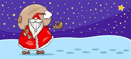 santa claus funny pic - Greeting Card Cartoon Illustration of Santa Claus or Father Christmas with Christmas Presents in Sack Stock Photo - Budget Royalty-Free & Subscription, Code: 400-07108133