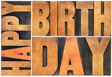 simsearch:400-08223086,k - happy birthday - isolated text abstract - letterpress wood type printing blocks scaled to a rectangle Stockbilder - Microstock & Abonnement, Bildnummer: 400-07108265