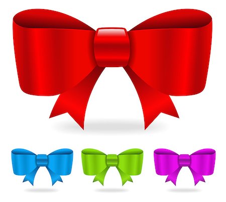 Bow vector, glossy transparent bow in 4 colors Photographie de stock - Aubaine LD & Abonnement, Code: 400-07100063