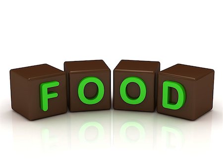 simsearch:400-06852377,k - FOOD inscription bright green letters on the cubes of chocolate isolated on white background Foto de stock - Super Valor sin royalties y Suscripción, Código: 400-07100499