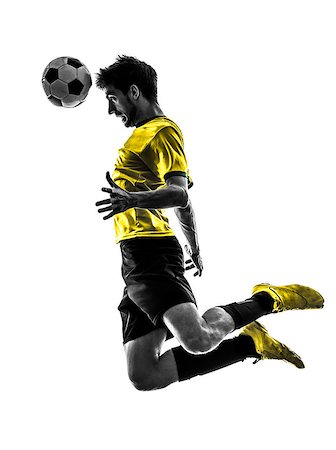 one brazilian soccer football player young man heading in silhouette studio  on white background Foto de stock - Super Valor sin royalties y Suscripción, Código: 400-07100748