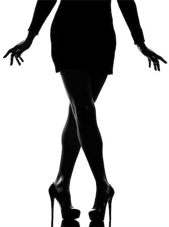 simsearch:400-07097858,k - stylish silhouette caucasian beautiful woman legs shoes high heels  stileletto silhouette on studio isolated white background Foto de stock - Super Valor sin royalties y Suscripción, Código: 400-07100760