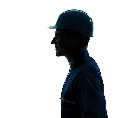 one caucasian man construction worker silhouette portrait in studio on white background Stock Photo - Budget Royalty-Free & Subscription, Code: 400-07100847